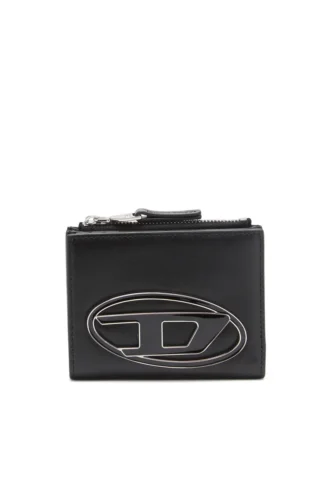 1dr bi-fold zip ii Mały skórzany portfel z plakietką z logo