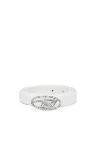 b-1dr strass 20 Wąski skórzany pasek o szerokości 1,9 cm z kryształową klamrą