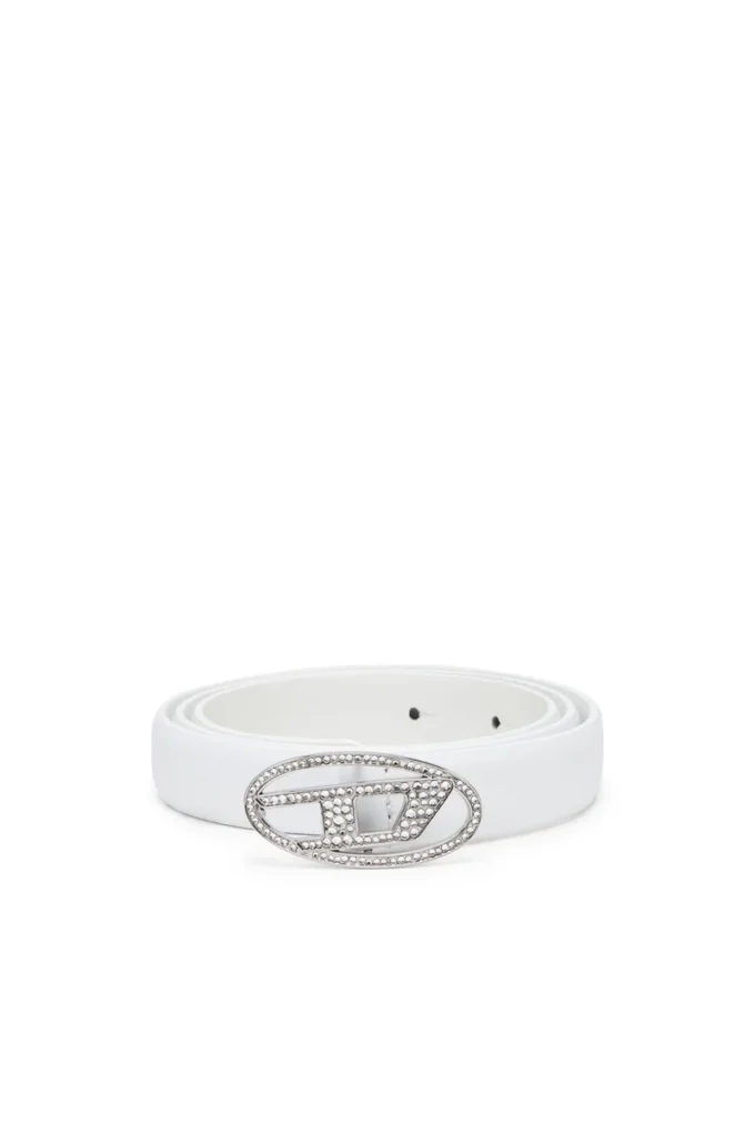b-1dr strass 20 Wąski skórzany pasek o szerokości 1,9 cm z kryształową klamrą