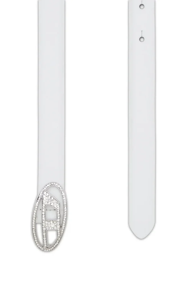 b-1dr strass 20 Wąski skórzany pasek o szerokości 1,9 cm z kryształową klamrą