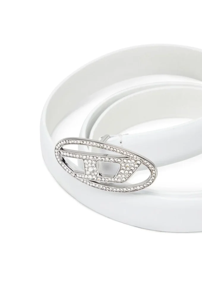 b-1dr strass 20 Wąski skórzany pasek o szerokości 1,9 cm z kryształową klamrą