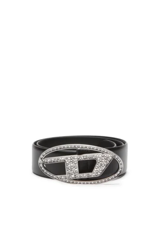 b-1dr strass 4 cm Skórzany pasek z kryształową klamrą