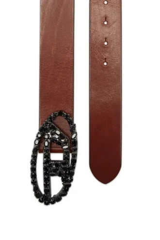 b-1dr w-crown 4 cm pasek ze skóry pull-up z klamrą z kryształami