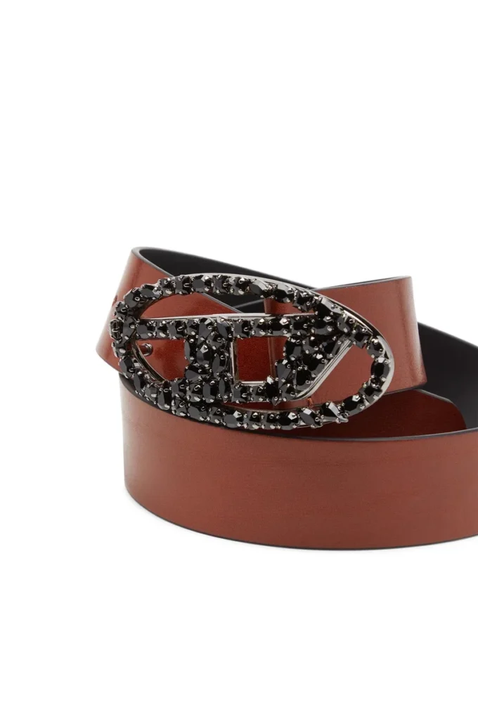 b-1dr w-crown 4 cm pasek ze skóry pull-up z klamrą z kryształami