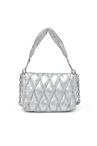 charm-d shoulder m Torba na ramię Charm-D M z pikowanego metalicznego nylonu