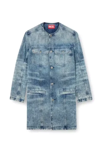 d-aberd-fsh1 Płaszcz z laserowo obrabianego denimu bawełniano-konopnego