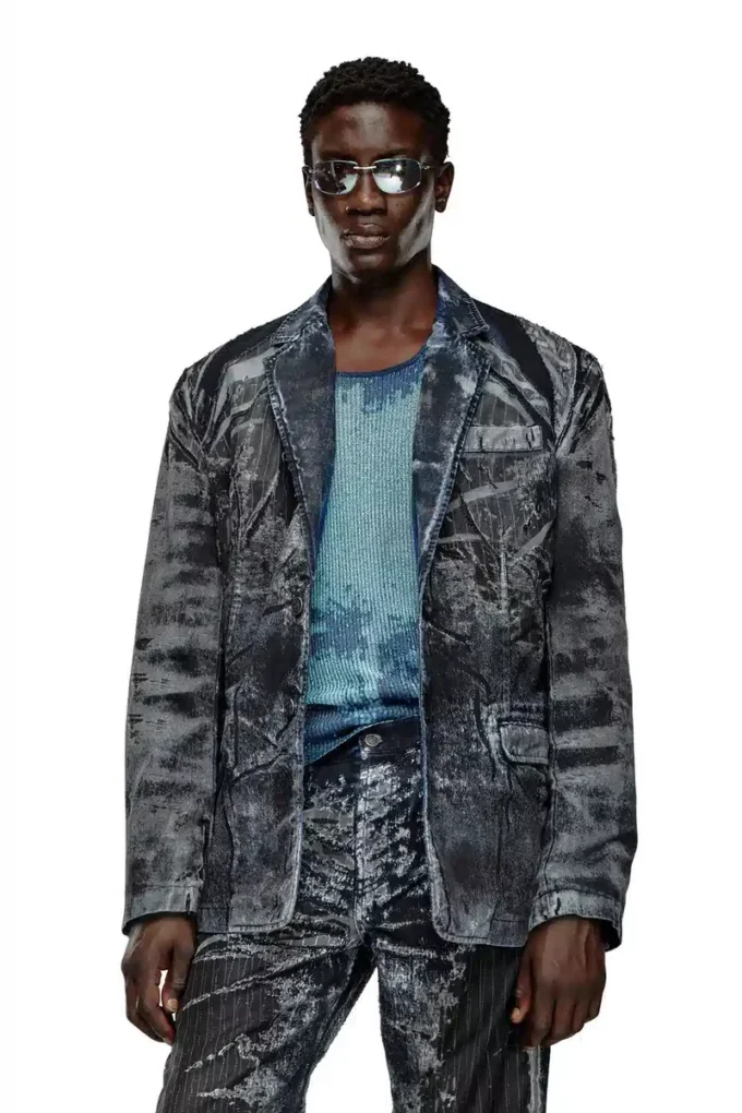 d-bla-dev-fse Marynarka z denimu w prążki d-bla-dev-fse Marynarka z denimu w prążki