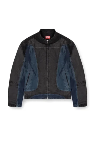 d-blenk-s Kurtka w stylu motocyklowym z dwukolorowego denimu