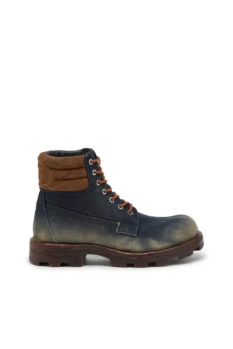 d-hammer lace up w Buty D-Hammer-Combat z dżinsu i zamszu