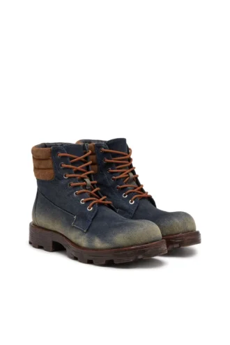 d-hammer lace up w Buty D-Hammer-Combat z dżinsu i zamszu