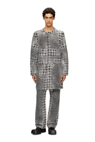 d-lot-fsh Płaszcz z dżinsu żakardowego w kratę Prince of Wales