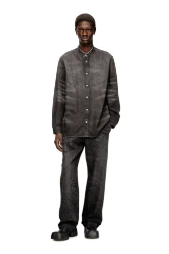 d-simply-fsh Koszula z postarzanego denimu w plastrze miodu