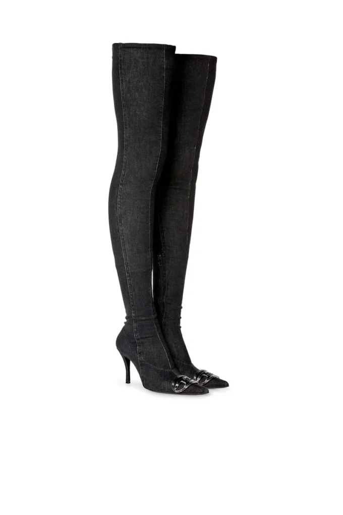 d-venus tbt d D-Venus Tbt D Boots – kozaki za kolano z elastycznego denimu