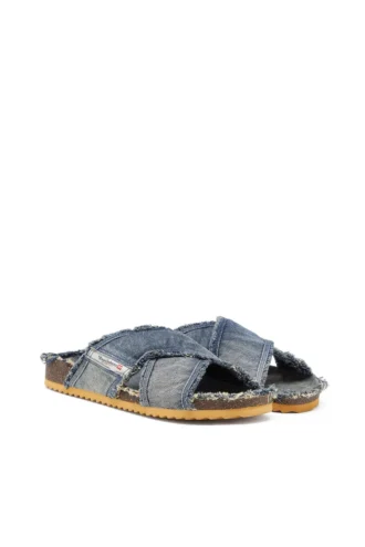 d-woodstock cross Klapki D-Woodstock-Crossover z postrzępionego denimu