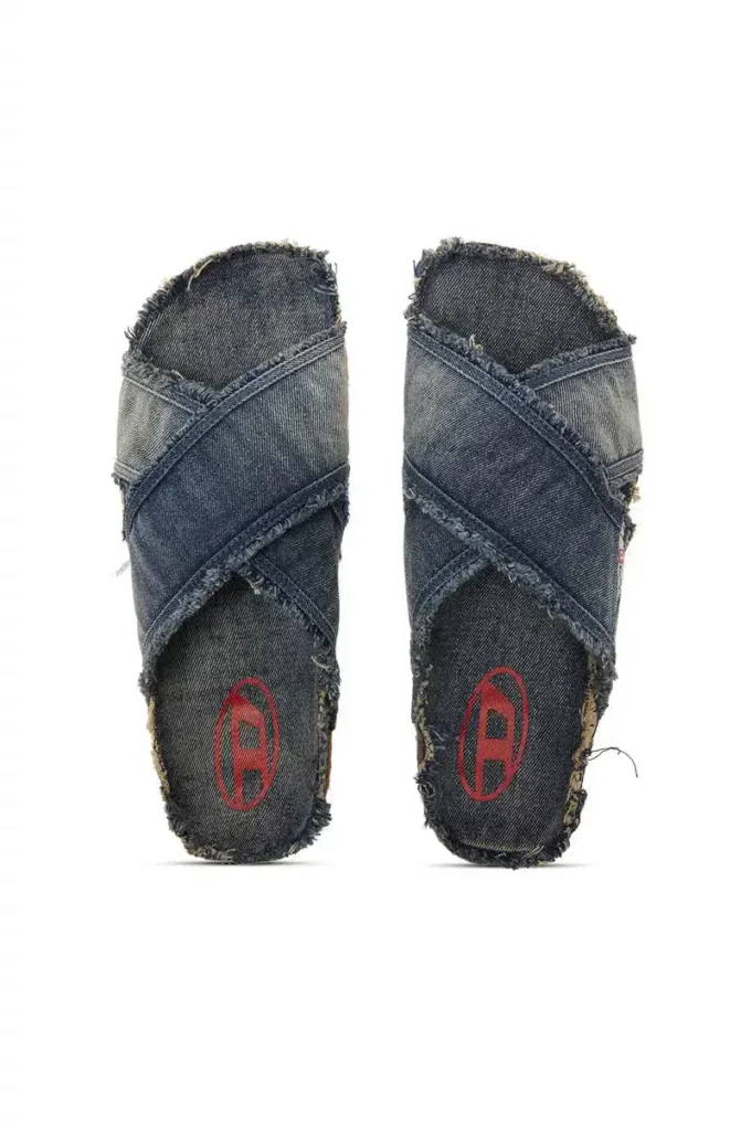 d-woodstock cross Klapki D-Woodstock-Crossover z postrzępionego denimu d-woodstock cross Klapki D-Woodstock-Crossover z postrzępionego denimu