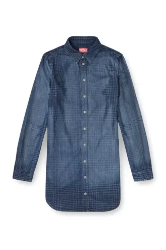 de-eazy dress-s Sukienka koszulowa z płynnego dżinsu w kratę Prince of Wales