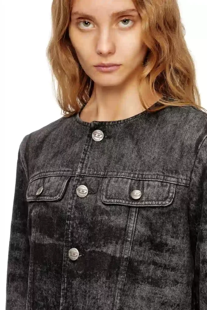 de-graffy-fsh Kurtka z laserowo obrabianego bawełnianego denimu z dodatkiem konopi