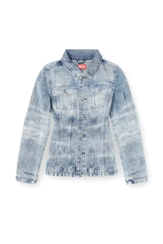 de-katerin-fsh Dopasowana kurtka z laserowo wycinanego denimu bawełniano-konopnego