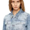 de-katerin-fsh Dopasowana kurtka z laserowo wycinanego denimu bawełniano-konopnego