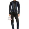 de-morny-s Kurtka w stylu motocyklowym z dwukolorowego denimu
