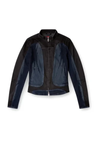 de-morny-s Kurtka w stylu motocyklowym z dwukolorowego denimu