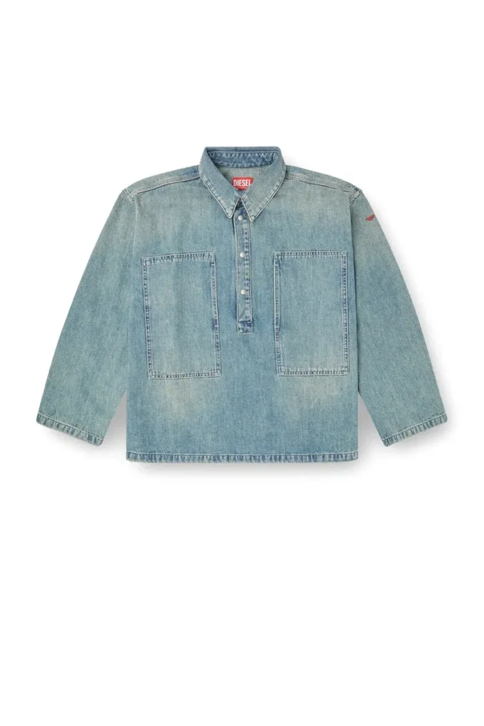 de-priss Bluzka Henley z dżinsu w stylu utility