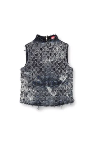 de-tapi-fsh1 Bluzka bez rękawów z dżinsu w pepitkę z efektem tie-dye