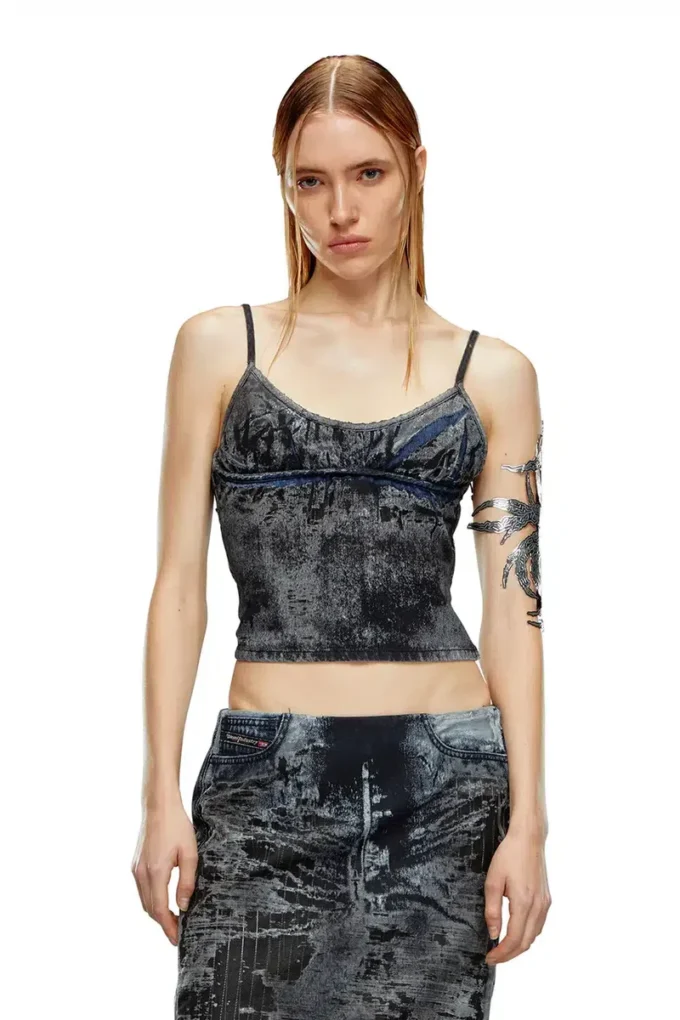 de-verni-fse Bluzka z denimu w prążki