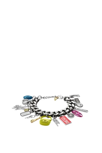 dx1524 jewel Czarny łańcuszek z charmsami ze stali nierdzewnej