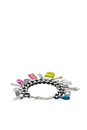 dx1524 jewel Czarny łańcuszek z charmsami ze stali nierdzewnej