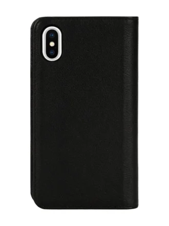Etui diesel 2 w 1 typu folio do iPhone’a XS i iPhone’a X Czarne skórzane etui z nadrukowanym i wytłoczonym logo, iPhone XS i X