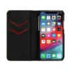 Etui diesel 2 w 1 typu folio do iPhone’a XS i iPhone’a X Czarne skórzane etui z nadrukowanym i wytłoczonym logo, iPhone XS i X