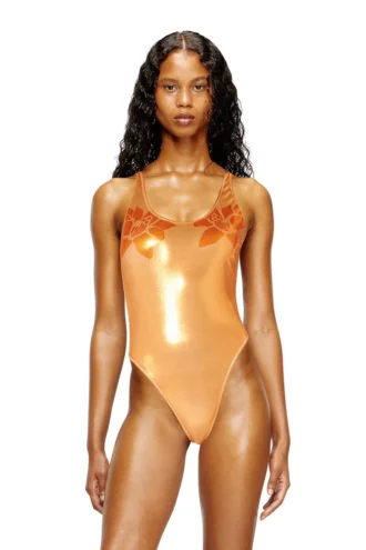 ivo_nny_swimsuit Metaliczny kostium kąpielowy z nadrukiem lotosu