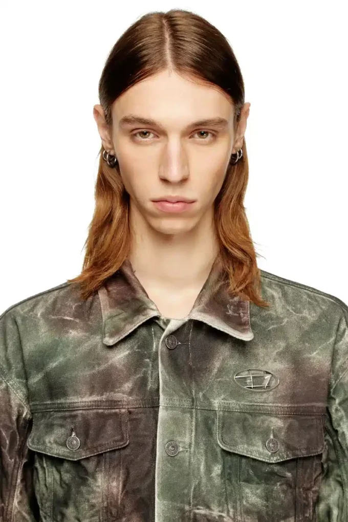 j-thug-jkt Kurtka typu trucker z marszczonego płótna w kamuflażu