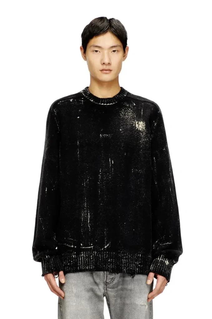 k-maxense Sweter z mieszanki wełny w stylu distressed