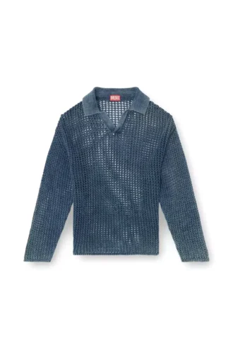 k-squared Sweter polo z dzianiny o otwartym splocie z przędzy dżinsowej