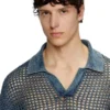 k-squared Sweter polo z dzianiny o otwartym splocie z przędzy dżinsowej