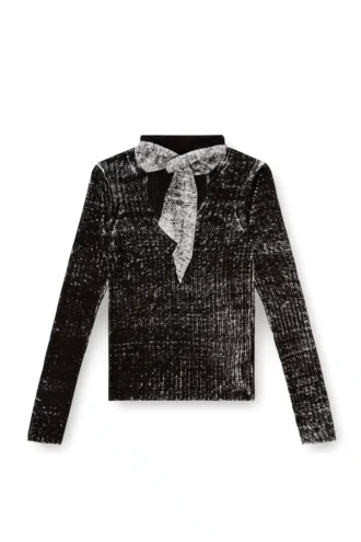 m-elan Sweter z wiązaniem pod szyją z lnu