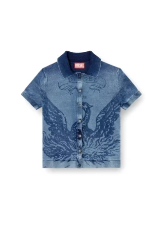 m-fenny Indigo koszula-kardigan z logo Phoenix
