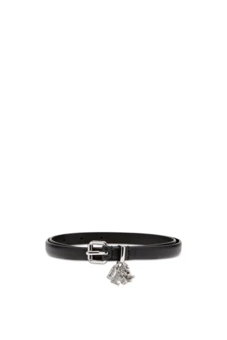 Pasek ze skóry nappa o szerokości 1,4 cm z zawieszkami z logo b-charm-loop