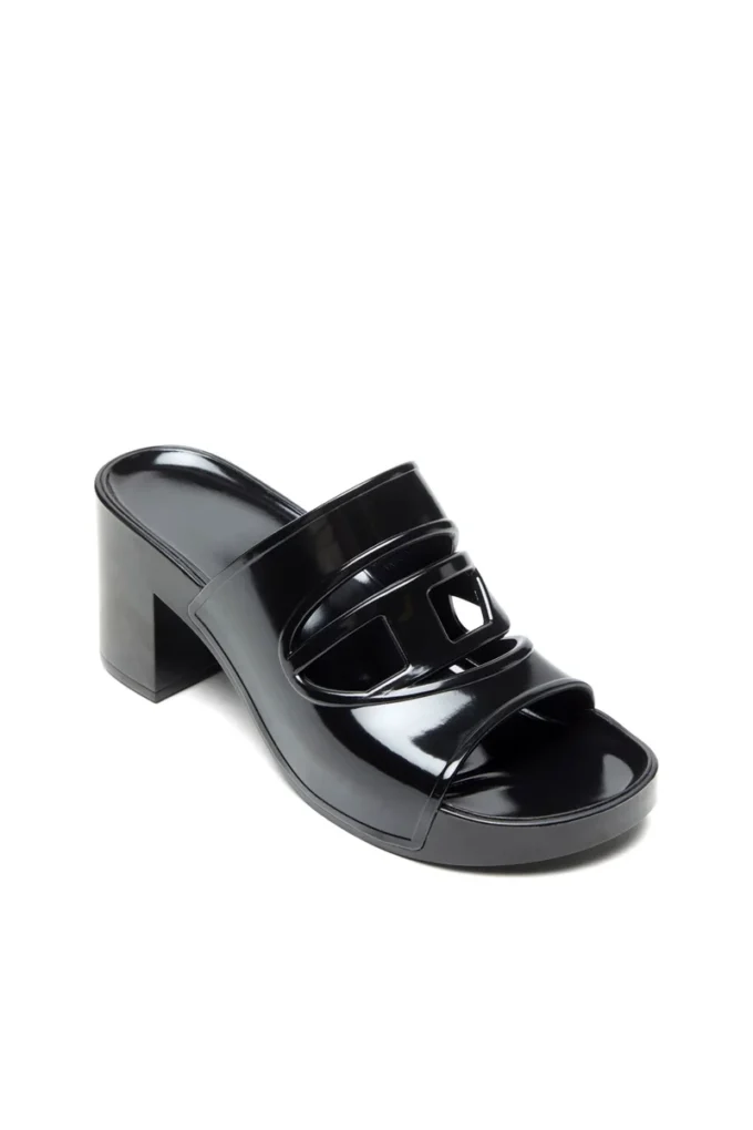 sa-bonnie Sa-Bonnie-Heeled gumowe klapki z wyciętym logo