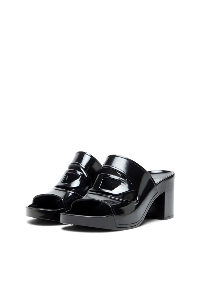 sa-bonnie Sa-Bonnie-Heeled gumowe klapki z wyciętym logo