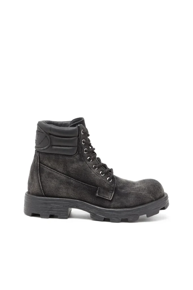 sznurowane d-hammer w Sznurowane buty D-Hammer-Combat z dżinsu i skóry