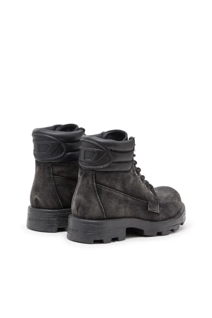sznurowane d-hammer w Sznurowane buty D-Hammer-Combat z dżinsu i skóry