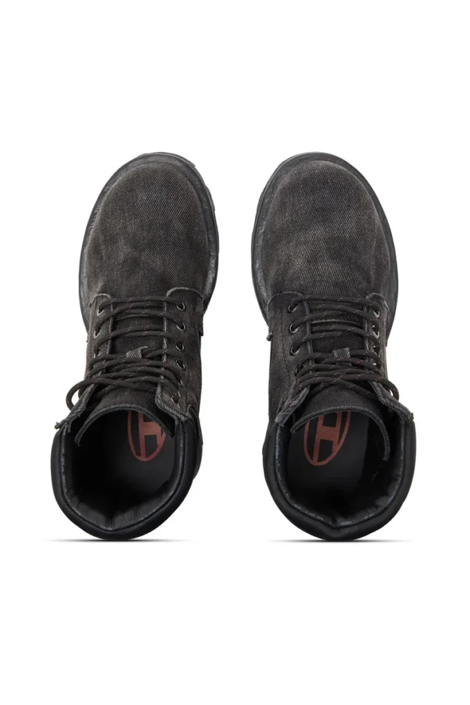sznurowane d-hammer w Sznurowane buty D-Hammer-Combat z dżinsu i skóry