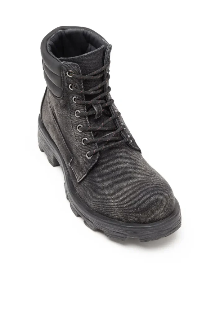 sznurowane d-hammer w Sznurowane buty D-Hammer-Combat z dżinsu i skóry