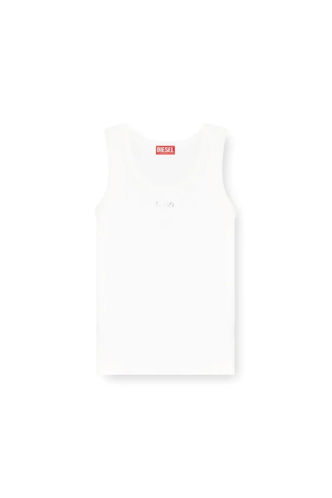 t-anki-od Obcisły top z prążkowanej dzianiny z metalicznym logo Oval D