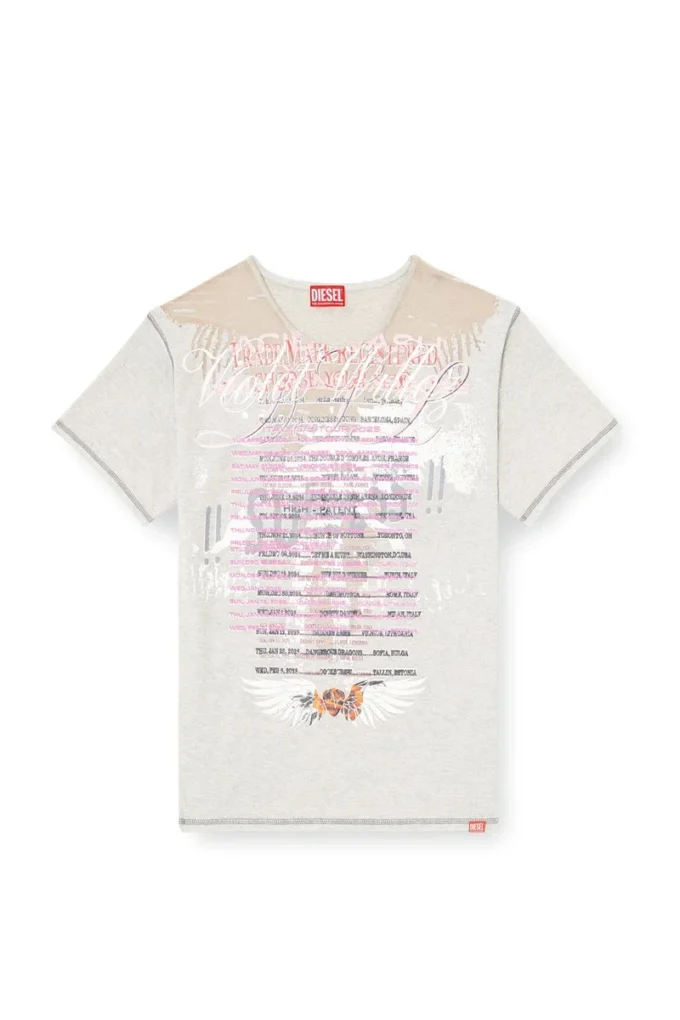 t-normac T-shirt z okrągłym dekoltem i nadrukiem tekstu piosenki