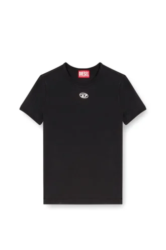 t-uncutieslong-od T-shirt o dopasowanym kroju z metalicznym owalnym logo D
