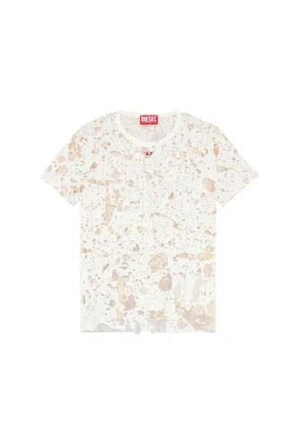 t-uncyna T-shirt z tiulu z przetartym dżersejem